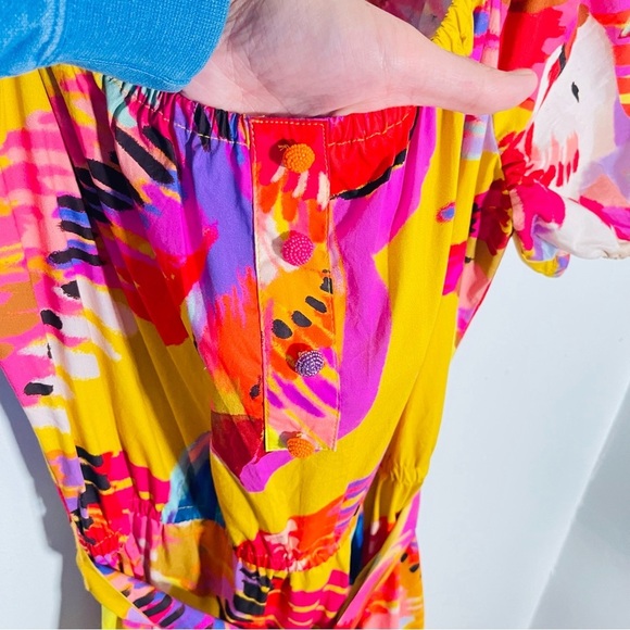 NEW FARM Rio Neon Macaws Tiered Maxi Dress Resortwear Vacation Tropical Bohemian - Picture 13 of 13